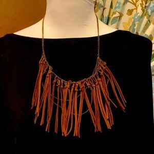 Vintage Leather Fringe Necklace 